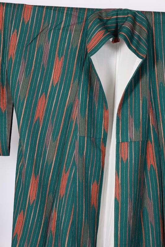 Japanese kimono used <Komon> L-size silk 100% /B1191