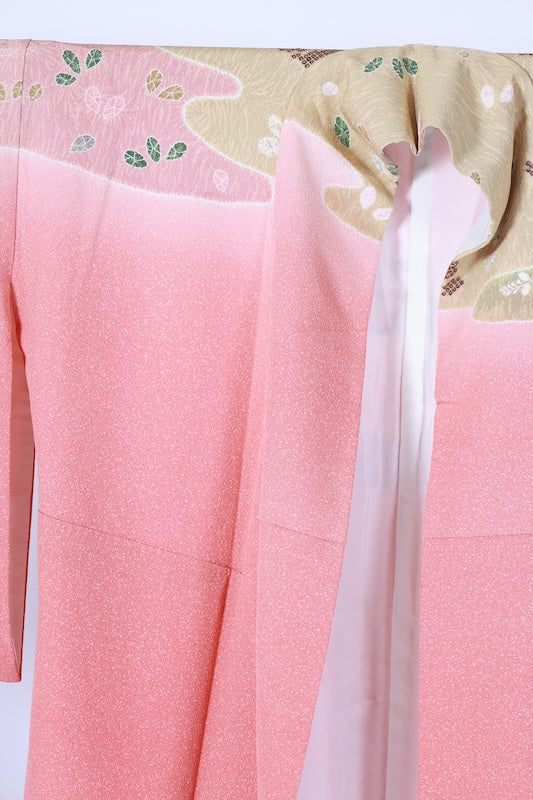 Japanese kimono used <houmongi> L-size silk 100% /B1190