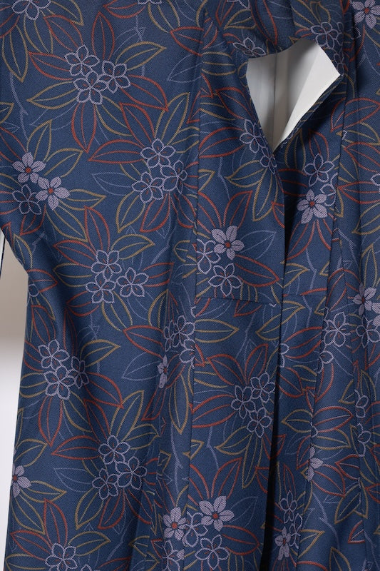 Japanese kimono used <Komon> Lsize polyester /B1216