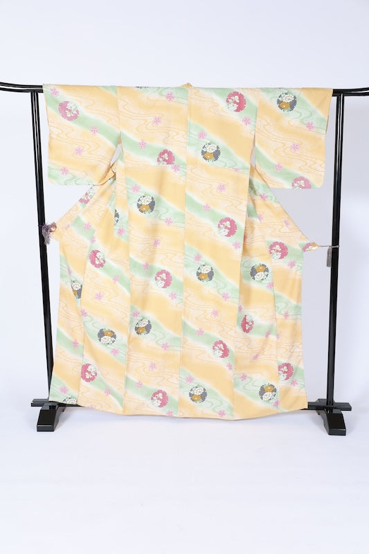 Japanese kimono Unused New <Komon> Lsize polyester /B1215