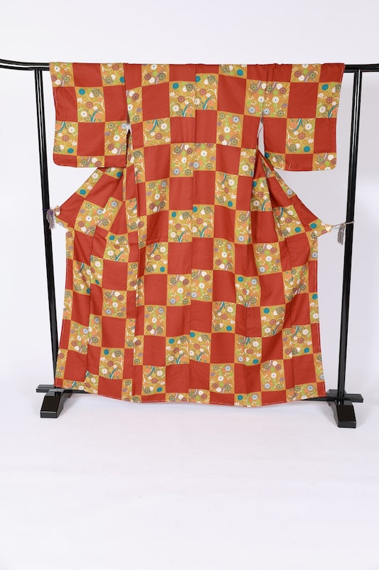 Japanese kimono Unused New <Komon> Lsize polyester /B1213