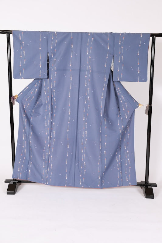 Japanese kimono used <Komon> Lsize polyester /B1212