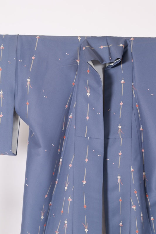 Japanese kimono used <Komon> Lsize polyester /B1212