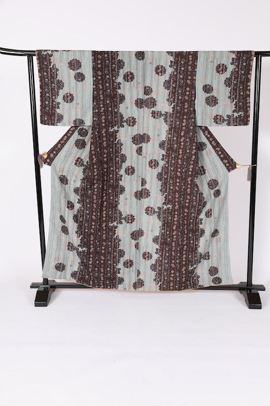 Japanese kimono Unused New <Komon> Lsize polyester /B1211