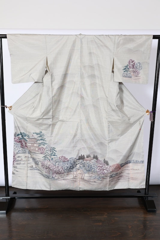 Japanease kimono used(Houmongi) M-size 100% silk /A452