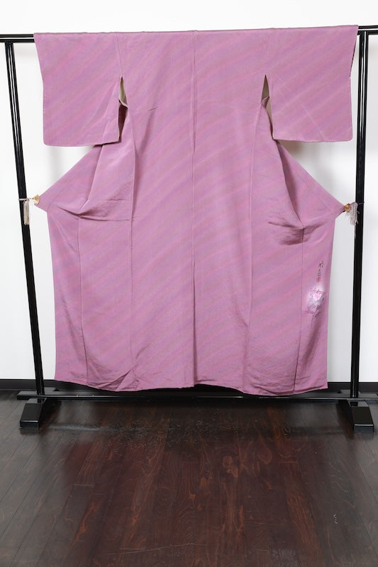 Japanese kimono used <Iromuzi> Msize silk 100% /T202