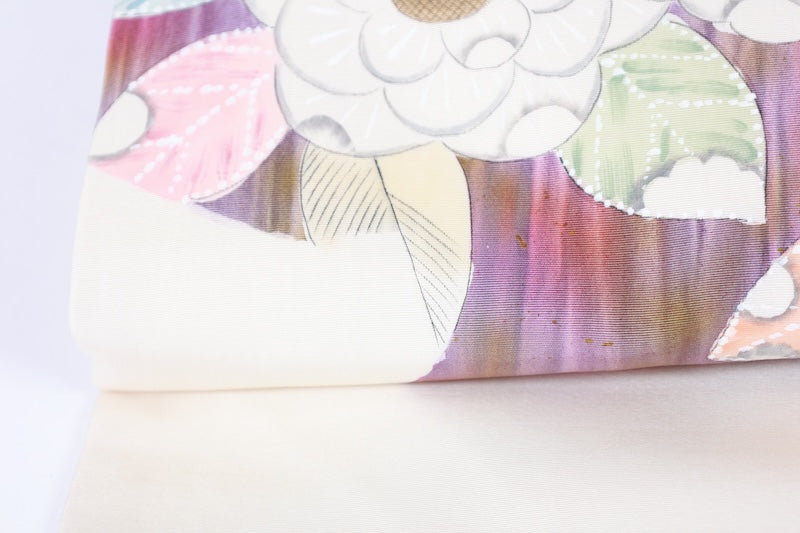 Nagoya-obi sash belt white purple pre-owned /AZ160