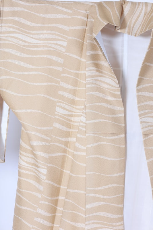 Japanese kimono used <Komon> Lsize polyester /B1201