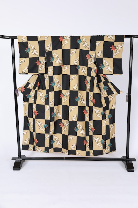 Japanese kimono Unused New <Komon> M-size polyester /B1207