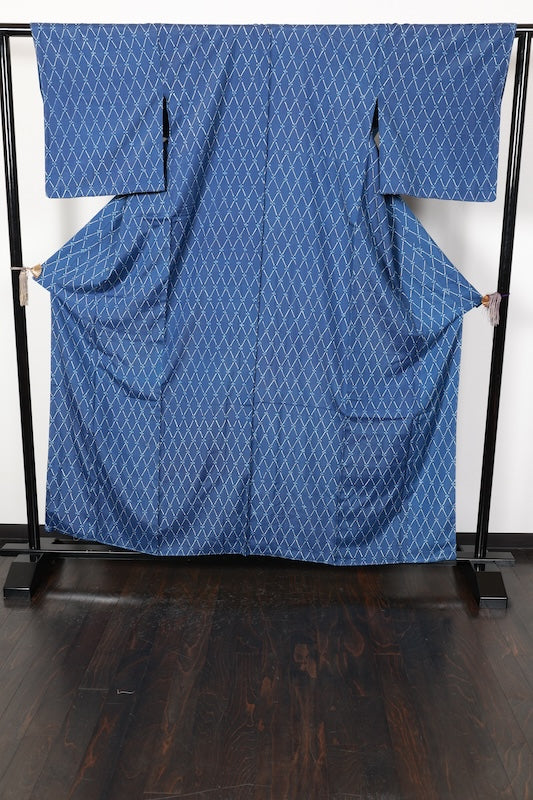 Japanese kimono used <Komon> Lsize silk 100% /T177