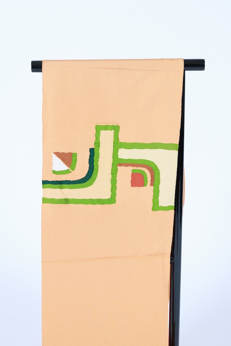 Nagoya-obi sash belt orange green red pre-owned /AZ154