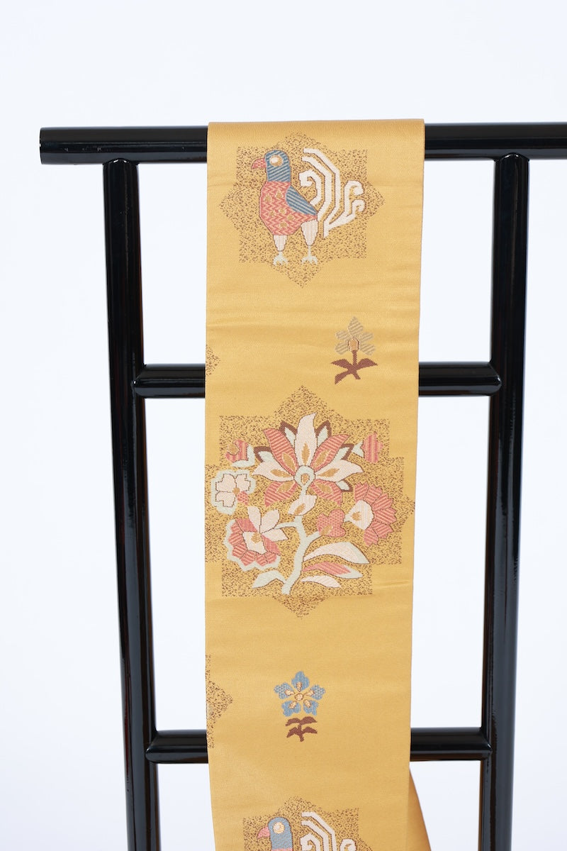 Nagoya-obi sash belt gold brown pre-owned /AZ152