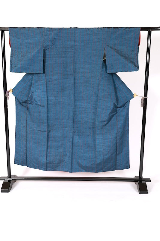 Japanese kimono used <Tsumugi> Msize silk 100% /B1235