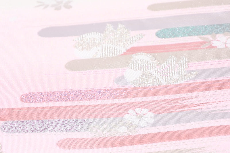 Nagoya-obi sash belt white pink pre-owned /AZ145
