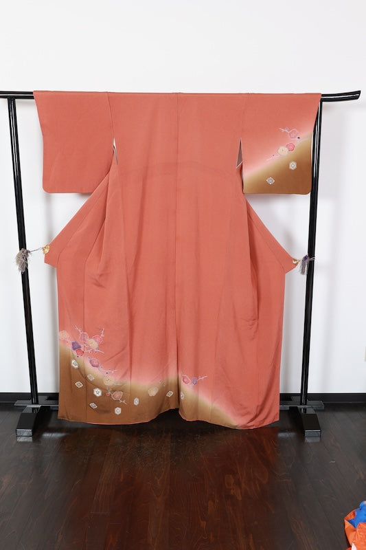 Tsukesage kimono Birch color, purple, brown pre-owned /R635