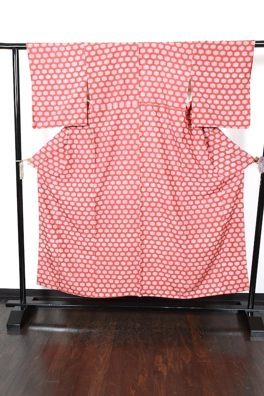 Japanese kimono used <Tsumugi> Msize silk 100% /T186