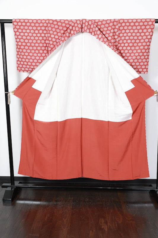 Japanese kimono used <Tsumugi> Msize silk 100% /T186