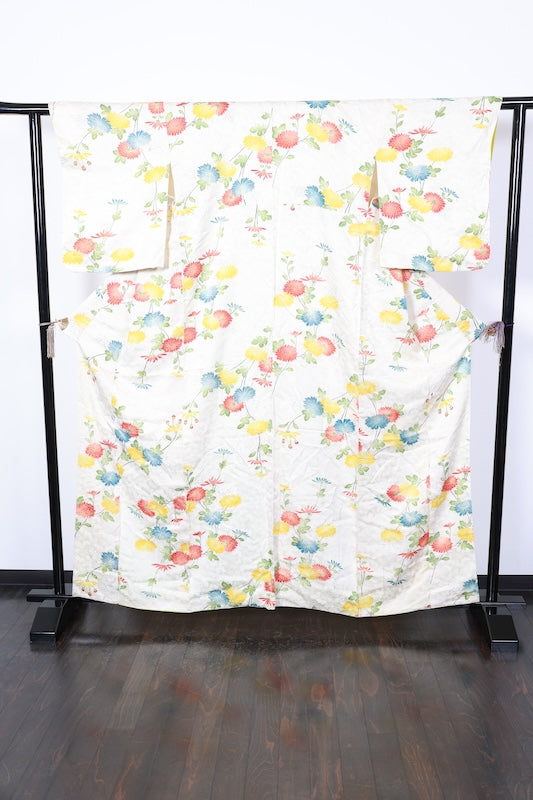 Japanese kimono used <Komon> Lsize silk 100% /T187