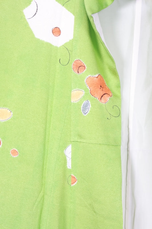 Komon kimono Yellow-green, brown, yellow pre-owned /R647