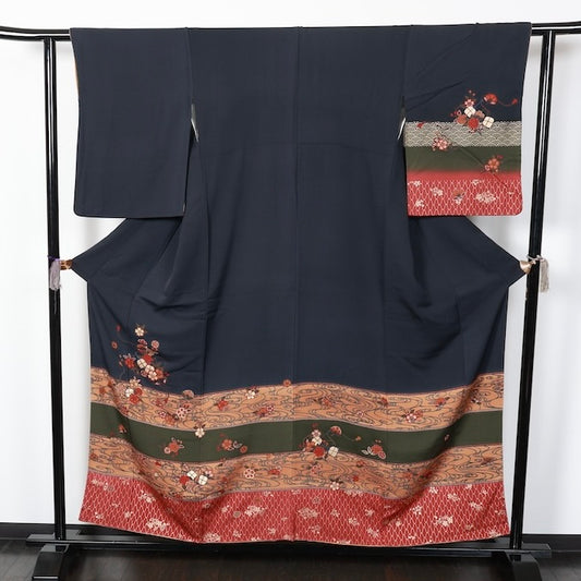 Japanese kimono used <houmongi> Msize silk 100% /T231