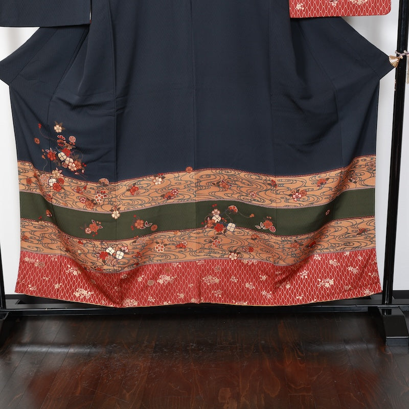 Japanese kimono used <houmongi> Msize silk 100% /T231