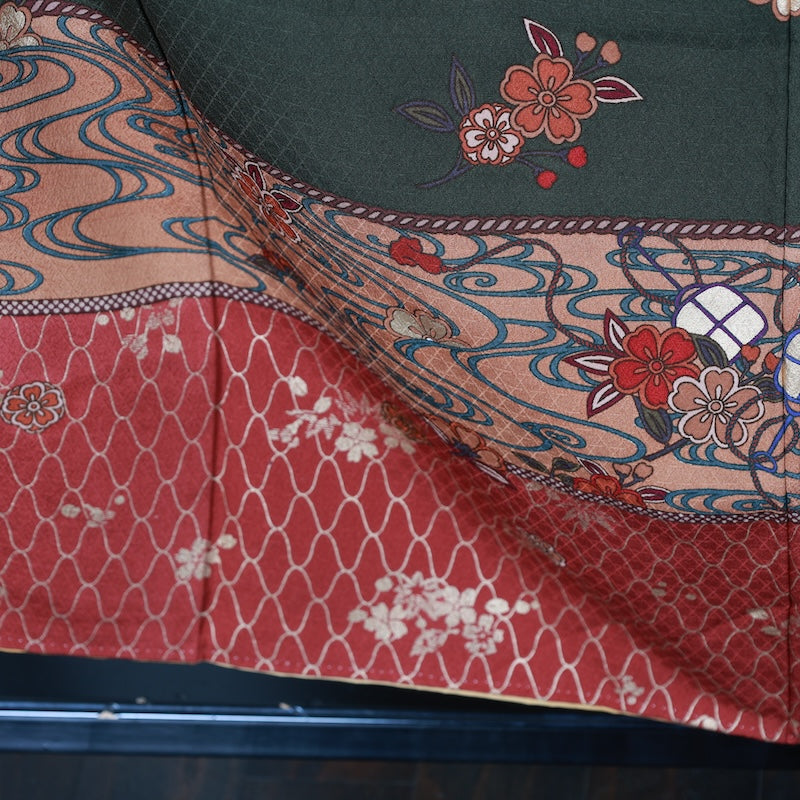 Japanese kimono used <houmongi> Msize silk 100% /T231