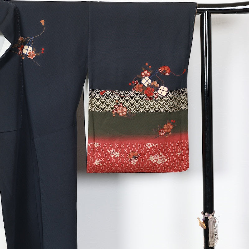 Japanese kimono used <houmongi> Msize silk 100% /T231