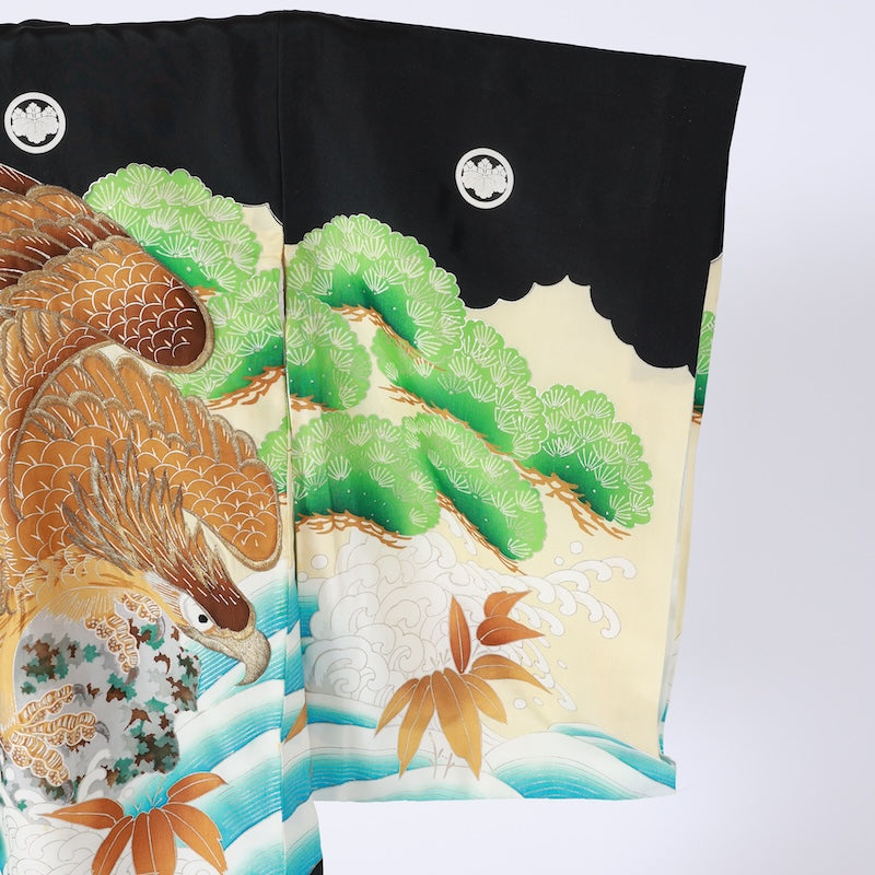 Boys' single-breasted black, brown, blue, green and gray with five crests and five paulownia crests, embroidered with a hawk /A137