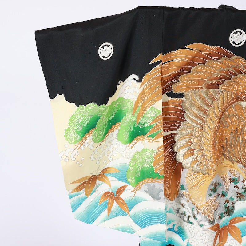 Boys' single-breasted black, brown, blue, green and gray with five crests and five paulownia crests, embroidered with a hawk /A137
