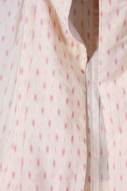 Summer kimono used, beige and coral pink, ikat pattern, handwoven, L118