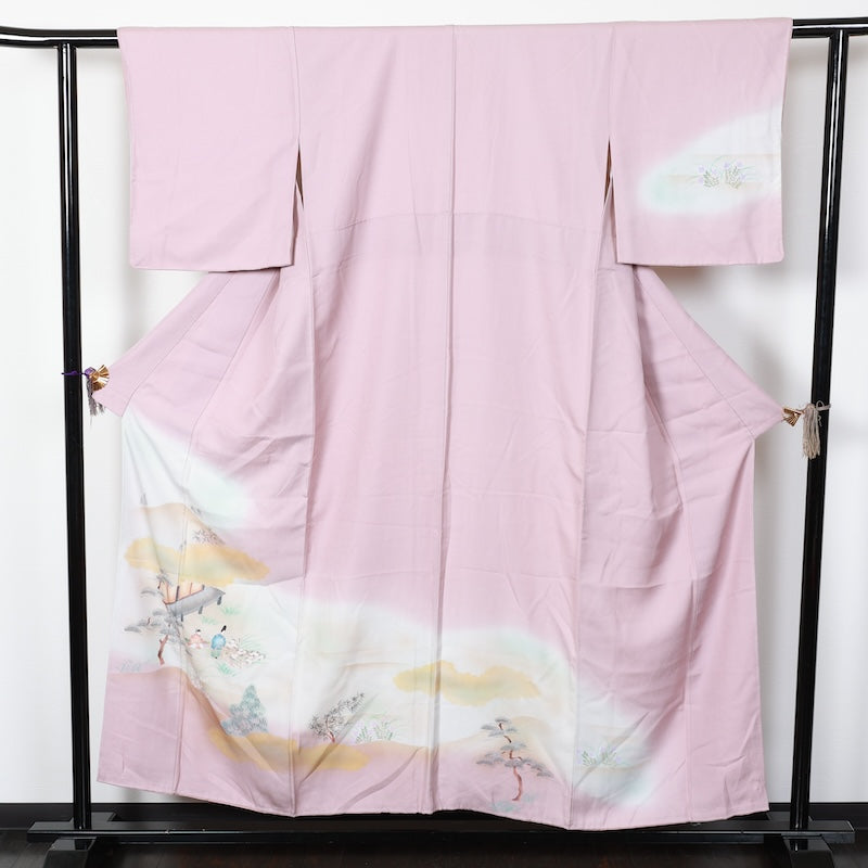 Japanese kimono used <houmongi> Msize silk 100% /T210