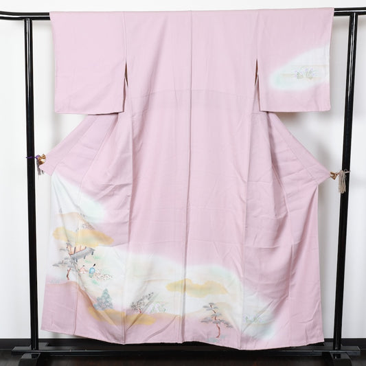 Japanese kimono used <houmongi> Msize silk 100% /T210