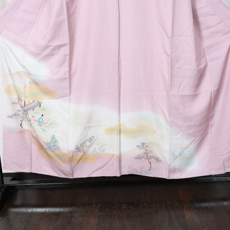 Japanese kimono used <houmongi> Msize silk 100% /T210