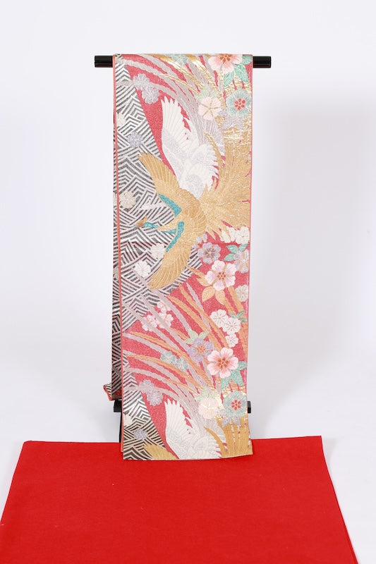 Japanese used sash belt (Fukuro-obi) 100% silk /B1255