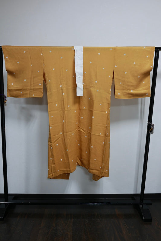 Nagajuban (long under-kimono) brown white pre-owned /AZ23