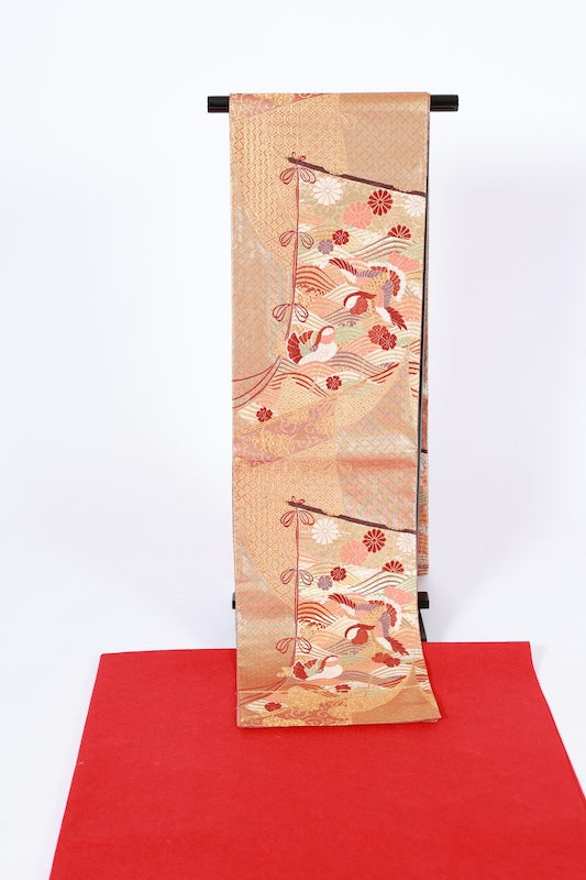 Japanese used sash belt (Fukuro-obi) 100% silk /B1253