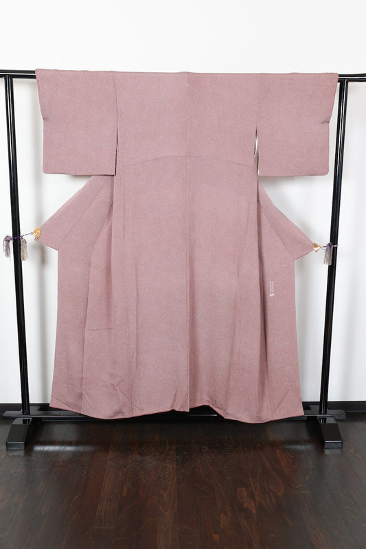 Komon kimono Reddish-brown white pre-owned /AZ62