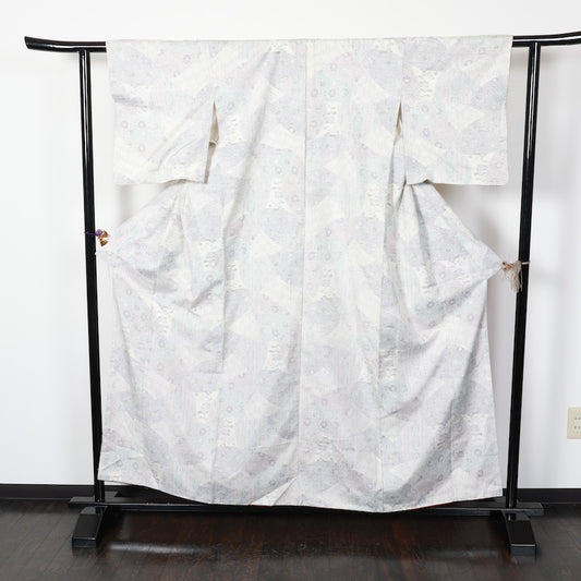 Japanese kimono used <Tsumugi> Lsize silk 100% /T216