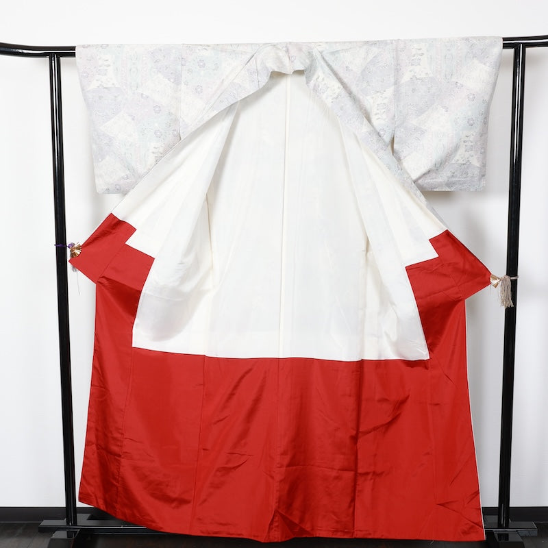 Japanese kimono used <Tsumugi> Lsize silk 100% /T216