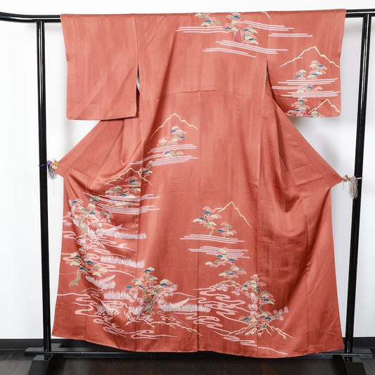 Japanese kimono used <houmongi> Msize silk 100% /T234