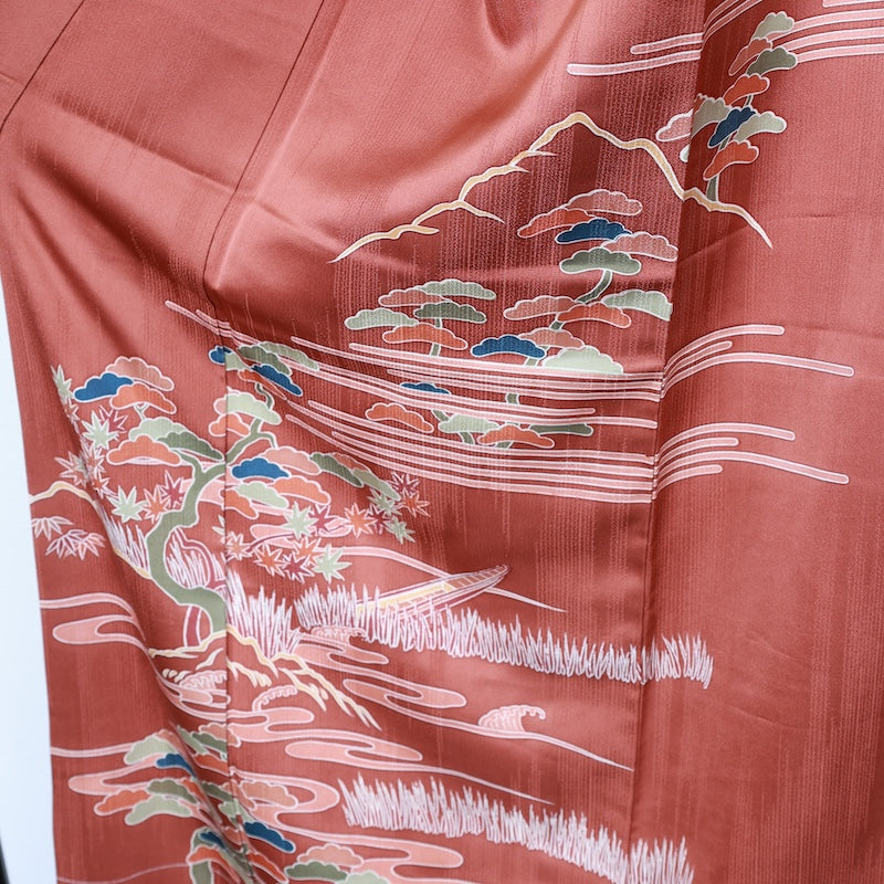 Japanese kimono used <houmongi> Msize silk 100% /T234