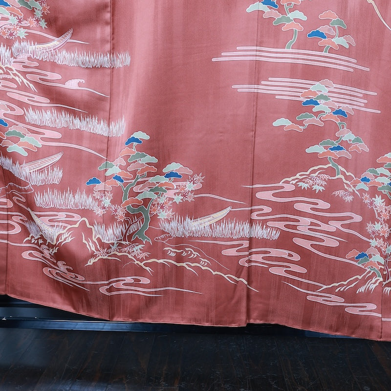 Japanese kimono used <houmongi> Msize silk 100% /T234