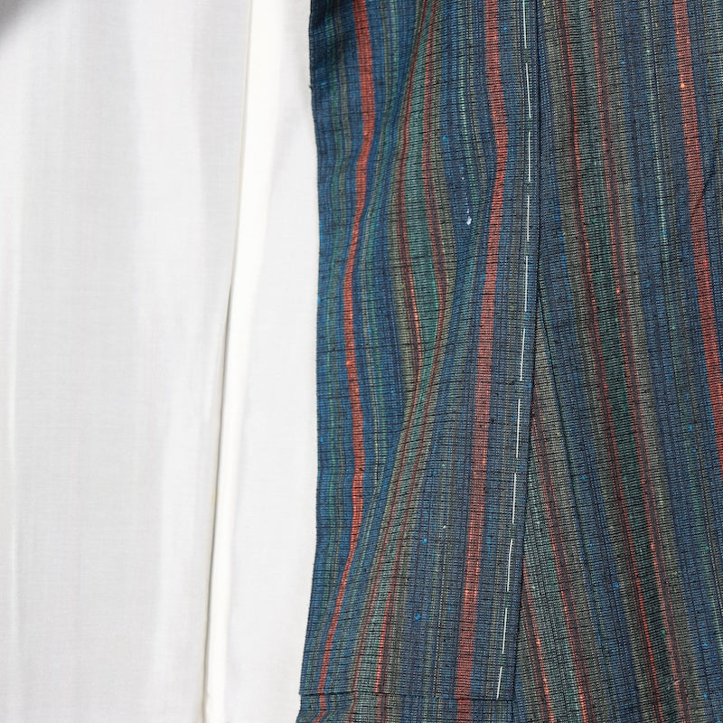 New Unused Japanese kimono used <Tsumugi> Lsize silk 100% /T233