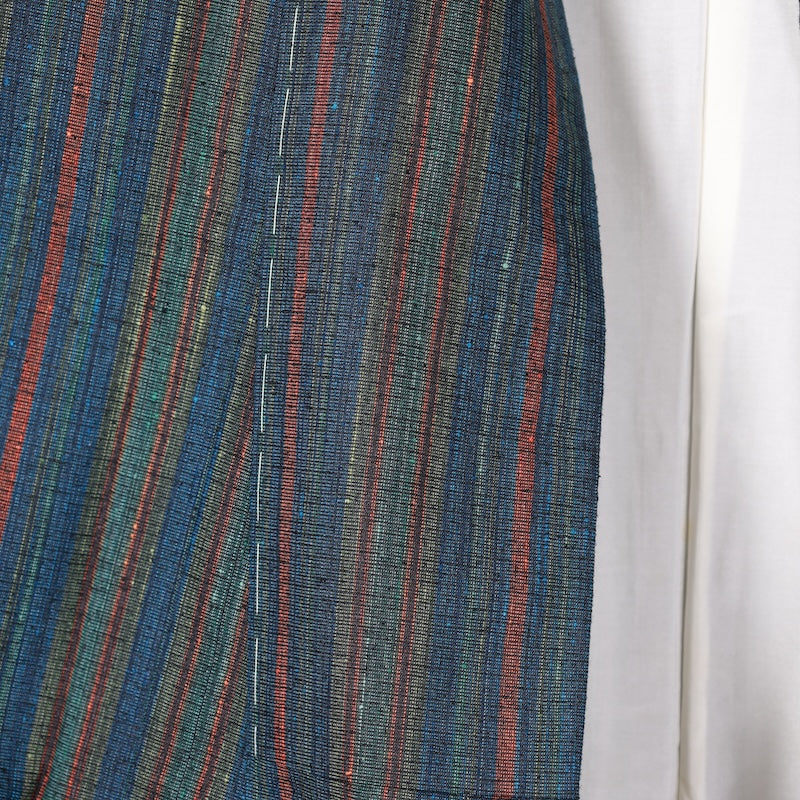 New Unused Japanese kimono used <Tsumugi> Lsize silk 100% /T233