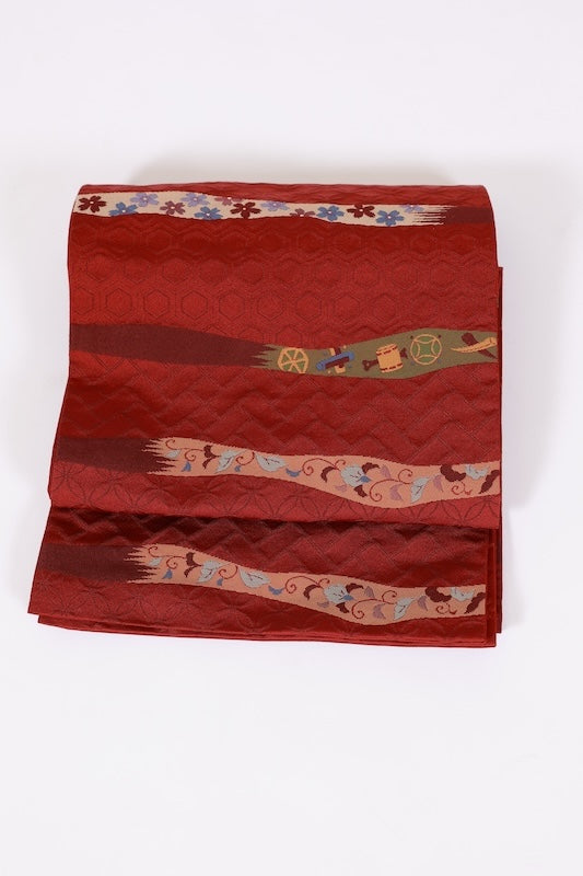 Japanese used sash belt (kyobukuro-obi) polyester /B596