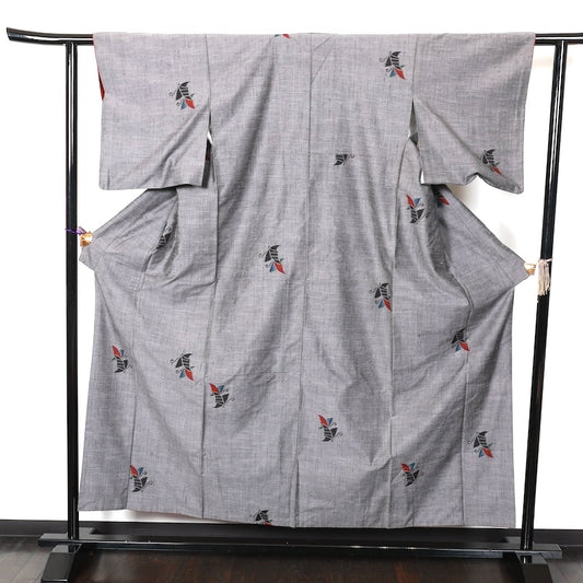 Japanese kimono used <Tsumugi> Msize silk 100% /T242