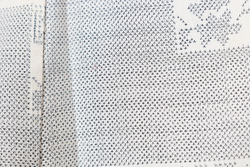 Tsumugi kimono white indigo pre-owned /AZ45