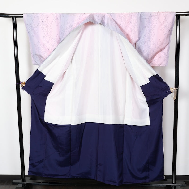 Japanese kimono used <Tsumugi> Msize silk 100% /T251