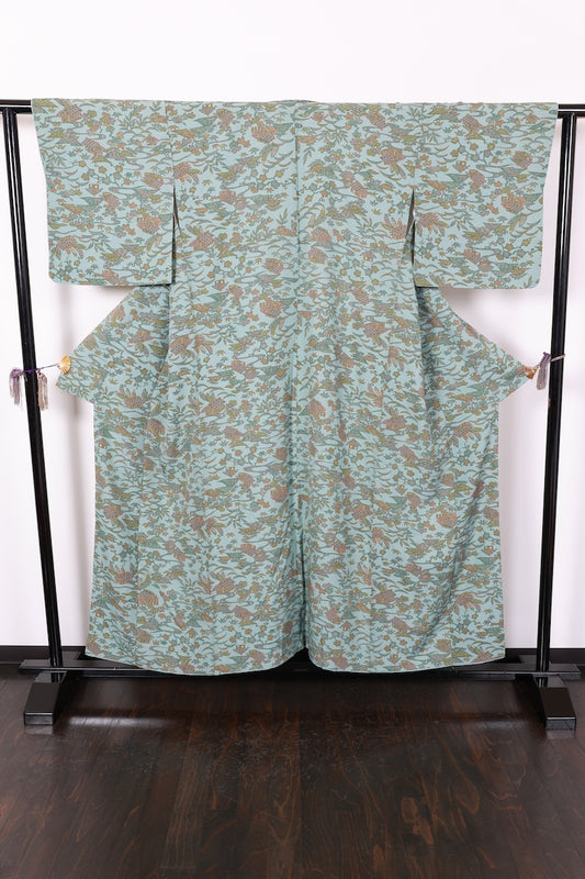 Komon kimono bule green pre-owned /AZ57