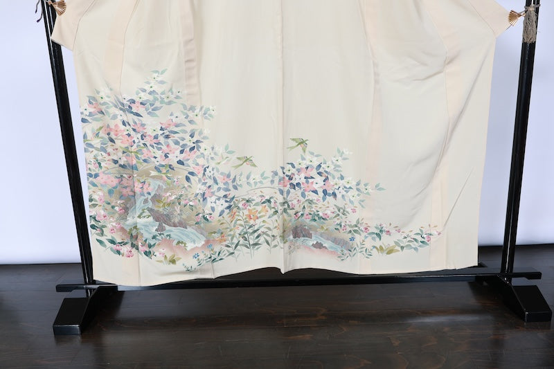 Japanese kimono used (Irotome) M-size 100% silk /A16
